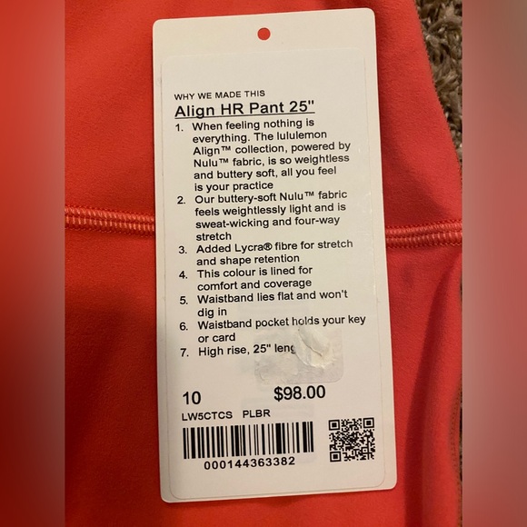 Lululemon align HR leggings 25” in color pale raspberry size 10 - Picture 3 of 5